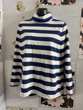 TALBOTS  Long-Sleeve Top - Navy & White
